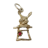 Sterling Silver Rabbit in the Hat Charm Pendant Vintage c1970