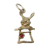 Sterling Silver Rabbit in the Hat Charm Pendant Vintage c1970
