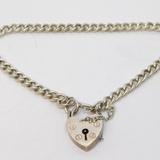 Sterling Silver Curb Link Charm Bracelet Heart Clasp Vintage 1977 London