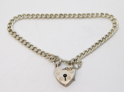 Sterling Silver Curb Link Charm Bracelet Heart Clasp Vintage 1977 London