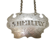 Sandylands Drinkwater George II Sterling Silver Sherry Escutcheon Decanter Label