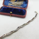 Sterling Silver & Inlayed Dark-Wood Panel Bracelet Vintage c1970 7" Length
