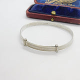 Dainty Sterling Silver Engine Turned Christening Bangle 1949 Antique Art Deco