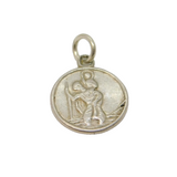 Sterling Silver Round St Christopher Travel Charm Pendant Vintage c1970