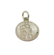 Sterling Silver Round St Christopher Travel Charm Pendant Vintage c1970