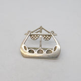 Sterling Silver Viking Ship Form Brooch Pin Vintage c1950s