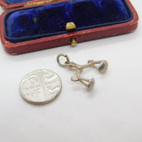 Sterling Silver Libra Scales of Justice Charm Pendant Vintage c1970