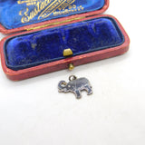 TLM Sterling Silver Black Enamel Good Luck Trunk Up Elephant Charm Antique