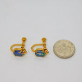 Pair of Sterling Silver Gilt Opal Triplet Screw Back Earrings Modern c1990