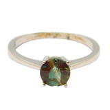 Sterling Silver Mystic Topaz Round Solitaire Dress Ring Vintage c1970 Size N 1/2