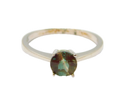 Sterling Silver Mystic Topaz Round Solitaire Dress Ring Vintage c1970 Size N 1/2