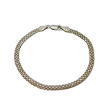 Italian Sterling Silver Fancy Flat Link Bracelet Contemporary c1990
