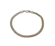 Italian Sterling Silver Fancy Flat Link Bracelet Contemporary c1990