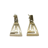 Pair of Sterling Silver Mexican Aztec Hinged Stud Drop Earrings Vintage c1970