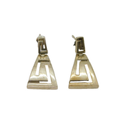 Pair of Sterling Silver Mexican Aztec Hinged Stud Drop Earrings Vintage c1970