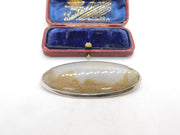 Large Sterling Silver Large Moss Agate Brooch Antique c1920 Art Deco