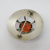 19th Century Large Scottish Silver Plated Citrine Set Kilt Brooch Antique