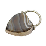 19th Century Scottish Sterling Silver & Banded Agate Heart Padlock Antique c1860