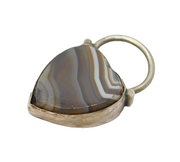 19th Century Scottish Sterling Silver & Banded Agate Heart Padlock Antique c1860