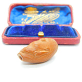 Victorian Chinese Carved Almond Seed Face Figure Bead Charm Antique c1900
