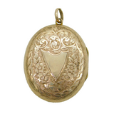 Victorian Gold Plated Floral Pattern Sweetheart Locket Antique c1880s