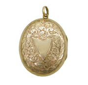 Victorian Gold Plated Floral Pattern Sweetheart Locket Antique c1880s