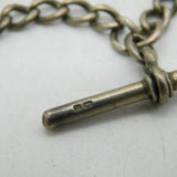 Art Deco Sterling Silver Albert Watch Chain & Compass Fob Antique 1912