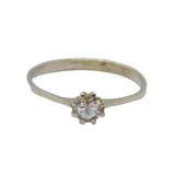 Sterling Silver CZ Solitiare Engagement Band Ring Modern c1990 Size R 1/2