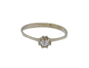 Sterling Silver CZ Solitiare Engagement Band Ring Modern c1990 Size R 1/2