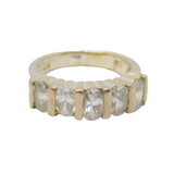 Sterling Silver 5 White Topaz Half Eternity Band Ring Vintage c1990 Size M 1/2