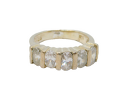 Sterling Silver 5 White Topaz Half Eternity Band Ring Vintage c1990 Size M 1/2