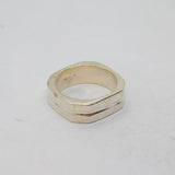 Sterling Silver Mexican Squared Concave Chunky Band Ring Vintage c1970 Size S