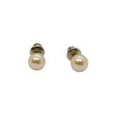 Sterling Silver Boxed Pair Of 5mm Round Pearl Stud Earrings Vintage c1970s