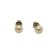 Sterling Silver Boxed Pair Of 5mm Round Pearl Stud Earrings Vintage c1970s