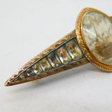 Georgian 9ct Gold, Silver & Black-Dot Paste Floral Urn Mourning Brooch Antique