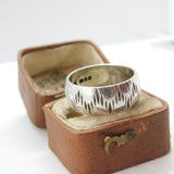 Sterling Silver Designer Line Pattern Band Ring 1971 London Vintage