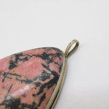 Sterling Silver Mounted Large Rhodonite Pendant Vintage c1970s