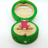 9ct Yellow Gold & 2ct Synthetic Ruby Dress Ring Antique c1920 Art Deco