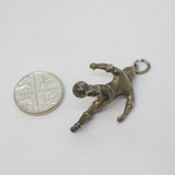 Sterling Silver Heavy Cast Football Player Charm Pendant Vintage c1970 10g