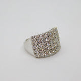 Sterling Silver Five Tier CZ Cocktail Dress Ring Modern c1990 Size N 1/2