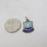 Sterling Silver Aldeburgh Enamel Shield Charm Pendant Vintage c1970