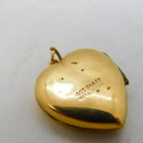9ct Yellow Gold Floral Heart Shaped Locket Pendant Antique c1920s Art Deco