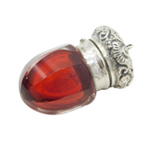 Victorian Sterling Silver Topped Cranberry Glass Vinaigrette Antique c1850s