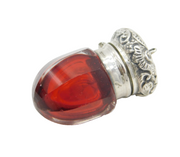 Victorian Sterling Silver Topped Cranberry Glass Vinaigrette Antique c1850s