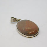 Sterling Silver Oval Jasper Cabochon Charm Pendant Vintage c1970