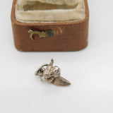 Sterling Silver Bull Head with Cross Charm Pendant Vintage c1970