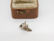Sterling Silver Bull Head with Cross Charm Pendant Vintage c1970