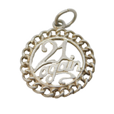 Sterling Silver 21st Birthday Charm Pendant Vintage c1970s