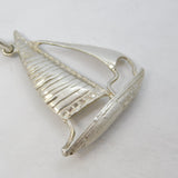 Sterling Silver Large Sailing Yacht Boat Charm Pendant Vintage c1970