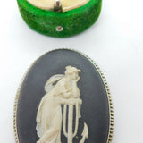 Sterling Silver Mounted Wedgwood Jasperware Aphrodite with Anchor Brooch Vintage